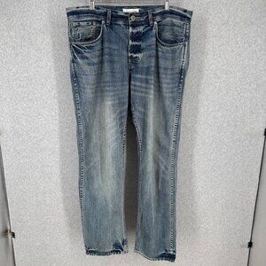 Carbon 2 Cobalt Mens Straight Leg Jeans Size 36 Light Wash Distressed Button Fly